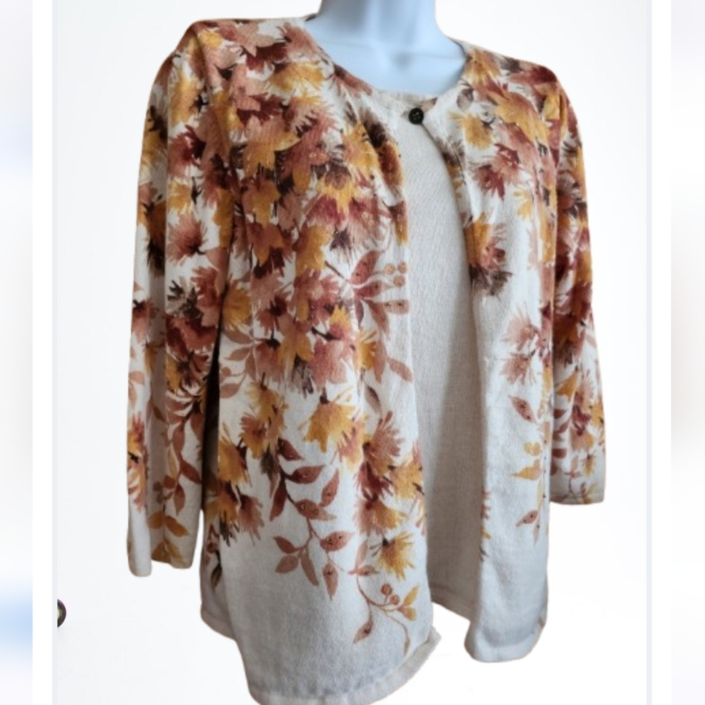 Fall Leaves Sweater Pullover Cardigan Alfred Dunner